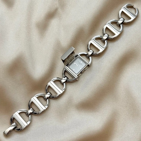 Dior Silver Link Bracelet Watch with Gold and Crystal Accent Bracelets - Picture 7 of 10